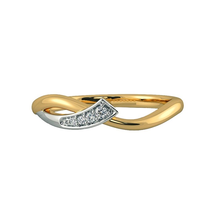 10 Kt Yellow Gold Diamond Ring With Rhodium Plating 4 Stones 0.07 Carat Diamonds